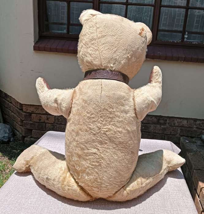 Vintage 1950-1970 SA Made Pale Brown Ark Teddy Bear 85cm High with Faux Leather Paws