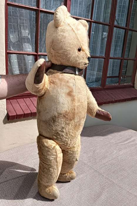 Vintage 1950-1970 SA Made Pale Brown Ark Teddy Bear 85cm High with Faux Leather Paws