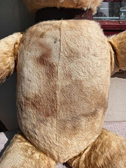 Vintage 1950-1970 SA Made Pale Brown Ark Teddy Bear 85cm High with Faux Leather Paws