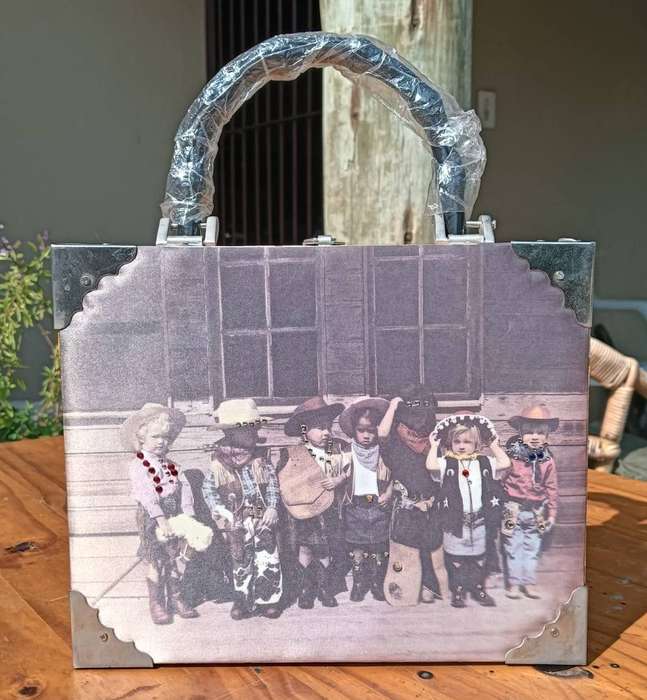 Cute Braciano Cigar Box Purse with Photo of Young Cowboys and Girls on Back