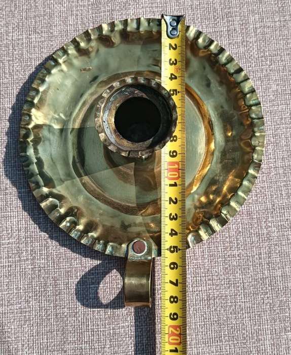 Handmade Brass Taper Candlestick with Riveted Attached Handle