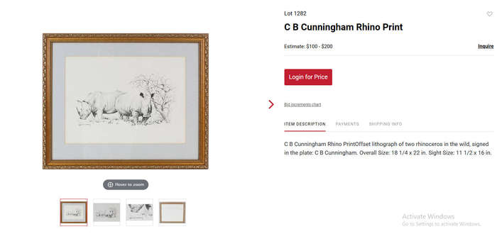 CB Cuningham (SA Artist) Eland Herd with Calf Resting Lithographic Print