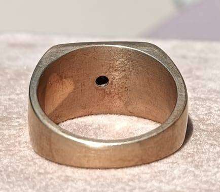 Vintage Copper or Brass Mens Ring with Silver Metal Voortrekker Monument 3D Relief Design on Head