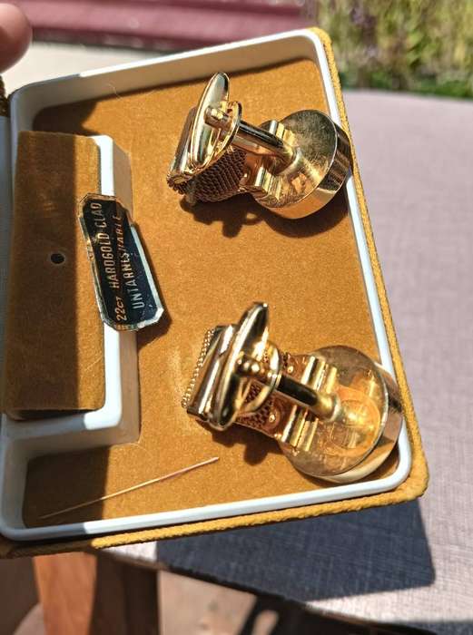 Da Vinci 22ct Hard Gold Clad Designer Cufflinks in Original Presentation Box Vintage 1970s