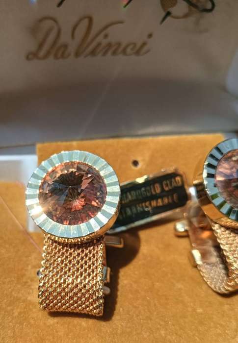 Da Vinci 22ct Hard Gold Clad Designer Cufflinks in Original Presentation Box Vintage 1970s