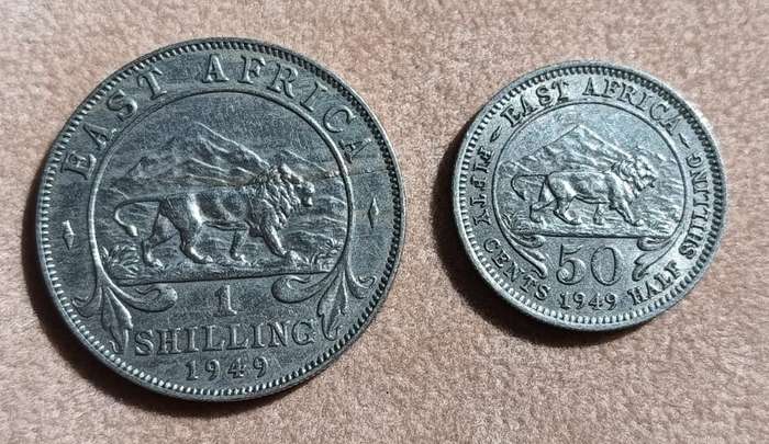British East Africa Half Shilling (1949) One Shilling (1949) George VI Copper Nickel Coins
