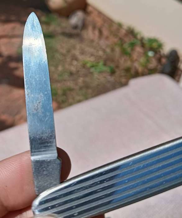 Mid 20th Century German Export Ersatz Steel Pocket Knife with Engraved Grip Scale Design 13cm Long
