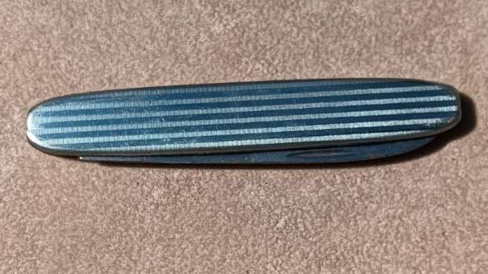 Mid 20th Century German Export Ersatz Steel Pocket Knife with Engraved Grip Scale Design 13cm Long