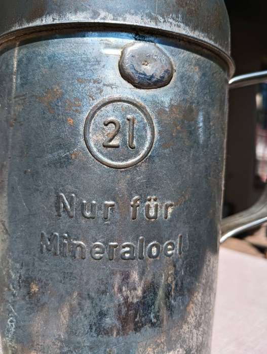 Vintage German Oil Can Marked Nur Fur Mineraloel  Classic Car Oil Memorabilia