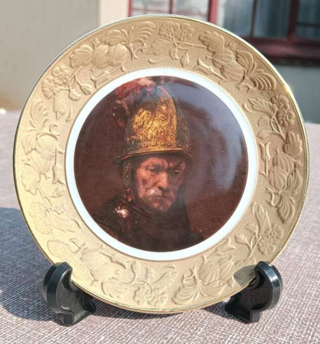 Krautheim & Adelberg Bavarian Plates with Images of Rembrandts Nightwatch and Man with Golden Helmet
