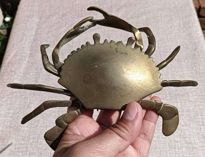 Odd Ten Legged Brass Crab Trinket Box Large 18cm Wide Vintage 1950s