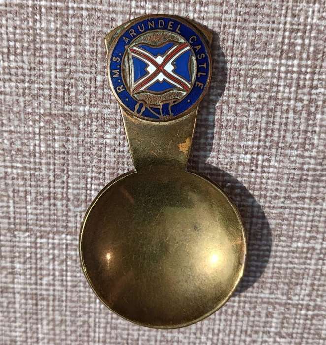 Old Union Castle Shipping Line RMS Arundel Castle Tea Caddy Spoon Circa pre 1977