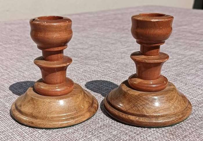Genuine 1940s Stinkwood Candle Holders by PJ van Reenen from Rheenendal Pieces of Africana
