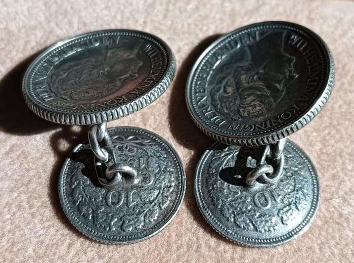 WW2 Resistance Queen Wilhelmina 25 and 10 cents Silver (640) Cufflinks