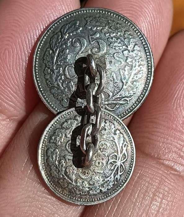 WW2 Resistance Queen Wilhelmina 25 and 10 cents Silver (640) Cufflinks