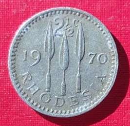 Rhodesia 1 Cent (1974, 1975) and Rare 21/2 Cent (1970) Coins