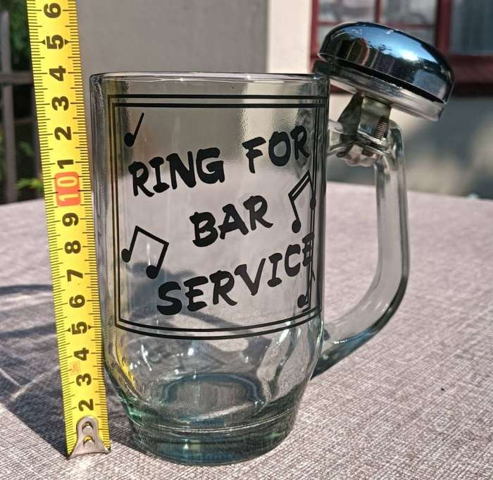 Lazy Ring for Bar Service Glass Tankard with a Velamos Bicycle Bell on Handle