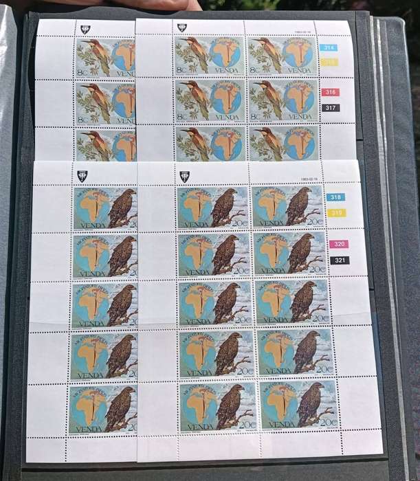 Large Stamp Album with 53 Vintage 1980s Plate Control Blocks: Unused near Mint Condition