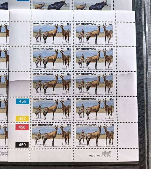 Large Stamp Album with 53 Vintage 1980s Plate Control Blocks: Unused near Mint Condition