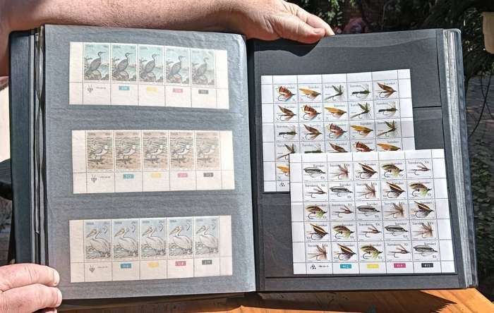 Large Stamp Album with 53 Vintage 1980s Plate Control Blocks: Unused near Mint Condition