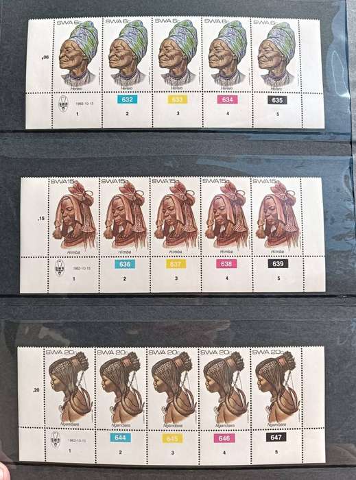 Large Stamp Album with 53 Vintage 1980s Plate Control Blocks: Unused near Mint Condition