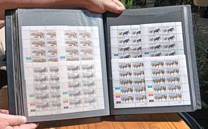 Large Stamp Album with 53 Vintage 1980s Plate Control Blocks: Unused near Mint Condition