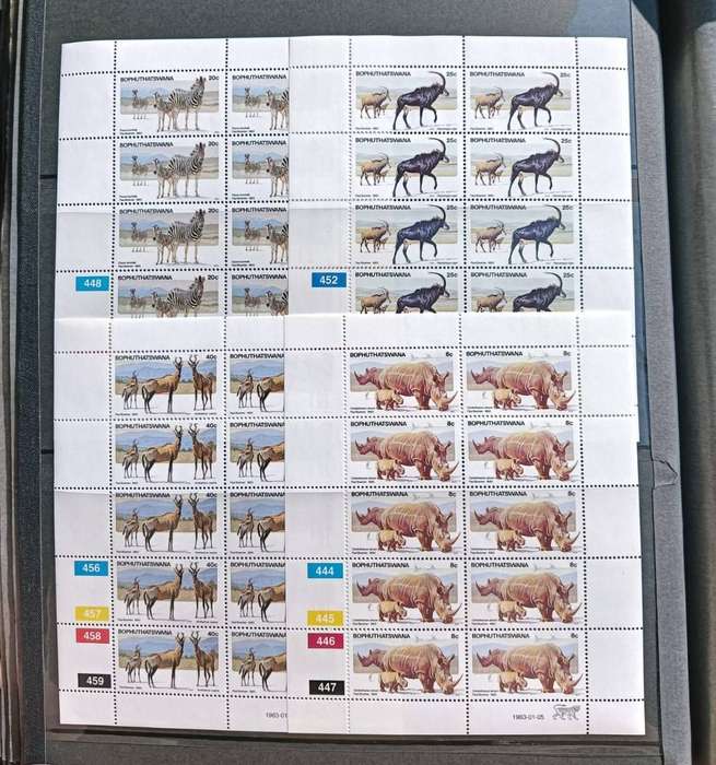 Large Stamp Album with 53 Vintage 1980s Plate Control Blocks: Unused near Mint Condition