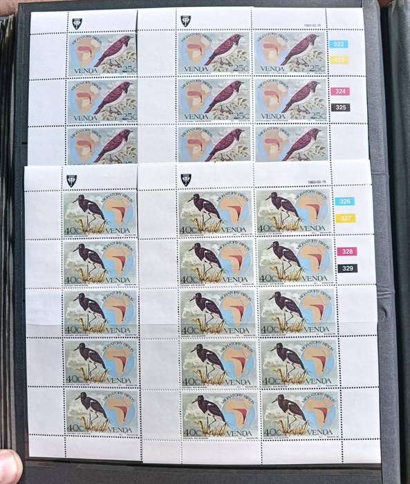 Large Stamp Album with 53 Vintage 1980s Plate Control Blocks: Unused near Mint Condition
