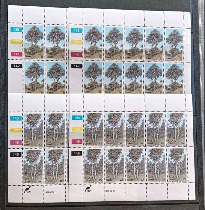 Large Stamp Album with 53 Vintage 1980s Plate Control Blocks: Unused near Mint Condition