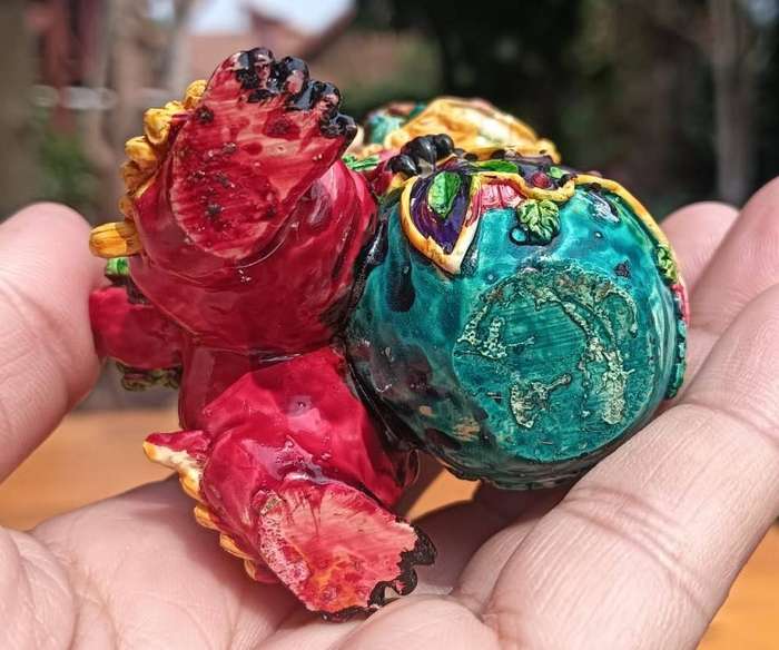 Colourful Foo Dogs Guardian Lions Resin Figurines Male and Female Set