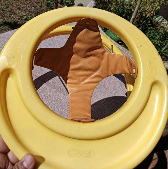 Vintage 1980s Giordani Italy Yellow Chrome Hoola Coupe Infant Baby Walker