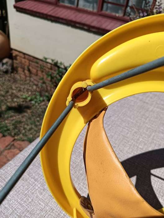 Vintage 1980s Giordani Italy Yellow Chrome Hoola Coupe Infant Baby Walker