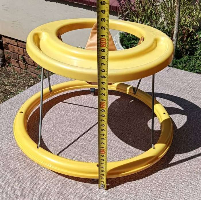 Vintage 1980s Giordani Italy Yellow Chrome Hoola Coupe Infant Baby Walker