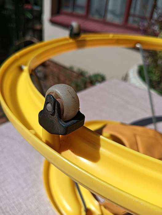 Vintage 1980s Giordani Italy Yellow Chrome Hoola Coupe Infant Baby Walker