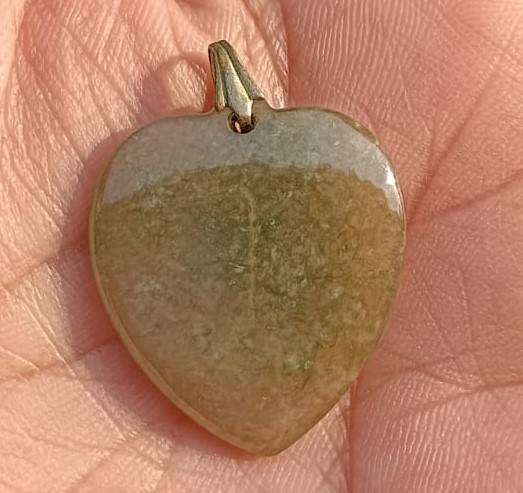Vintage 1950s Heart Shaped Icy Green Natural Jadeite Pendant