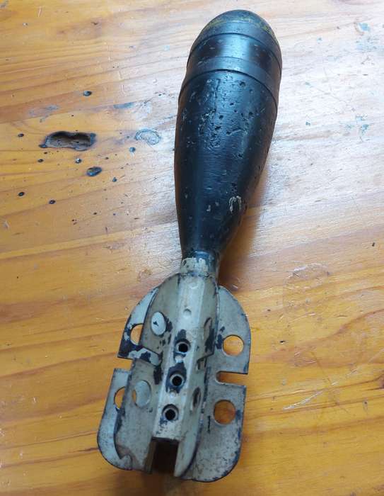 Inert WWII Era British ML 3-Inch MK 2 Mortar with 6 Tail Vanes