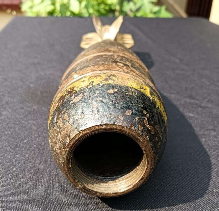 Inert WWII Era British ML 3-Inch MK 2 Mortar with 6 Tail Vanes