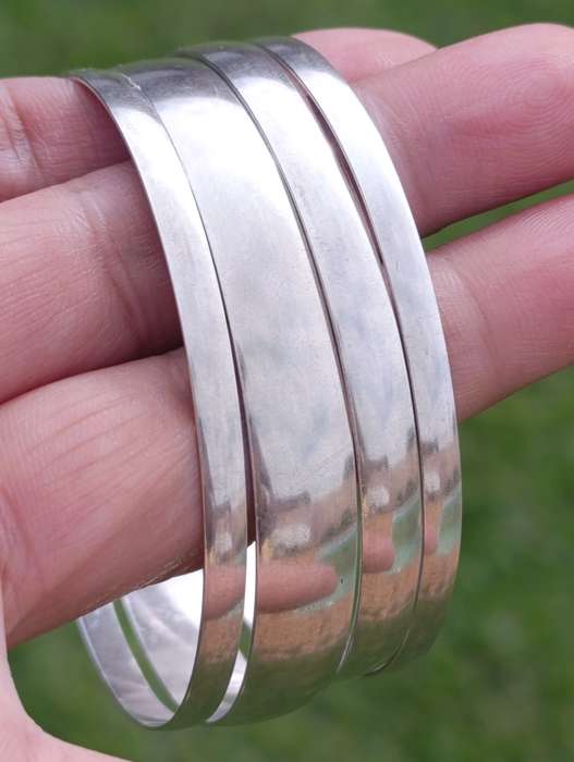 Set of Four Sterling Silver Bangles