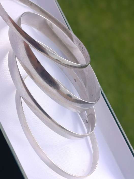 Set of Four Sterling Silver Bangles