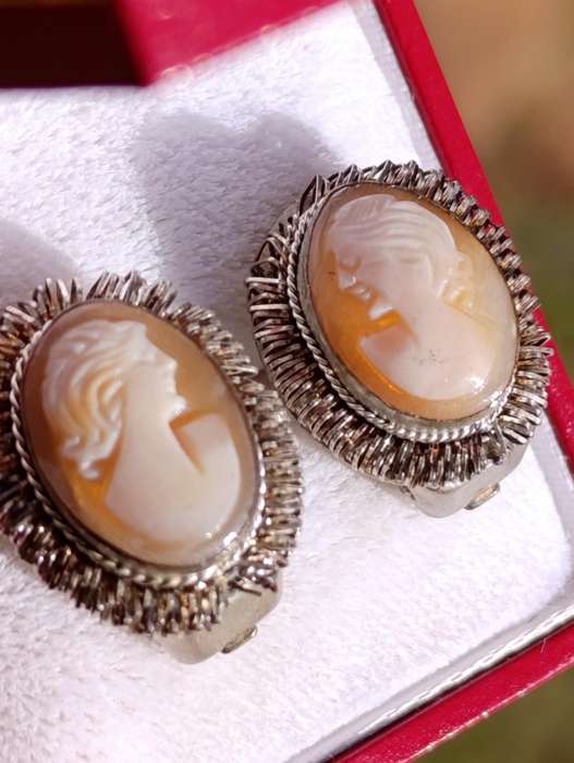 Vintage Italian Carved Cameo Earrings