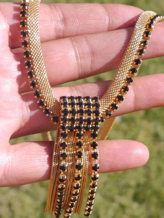 Vintage Mesh Black Rhinestone Necklace