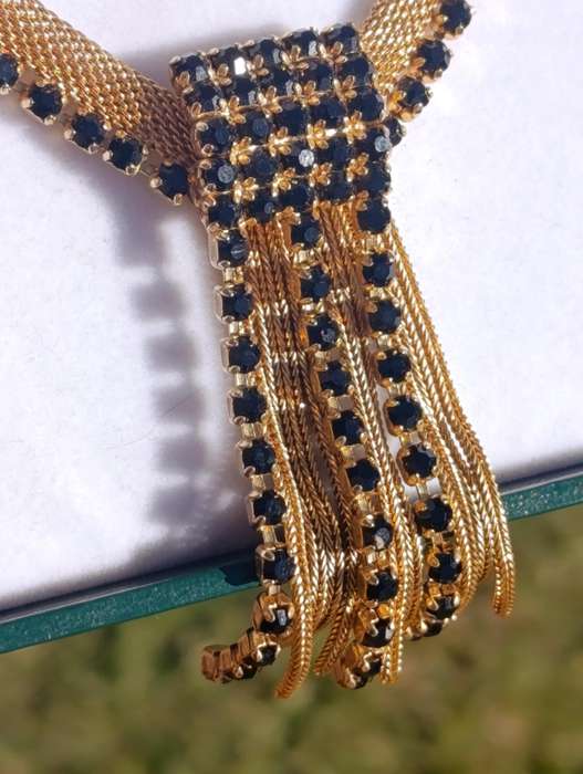 Vintage Mesh Black Rhinestone Necklace