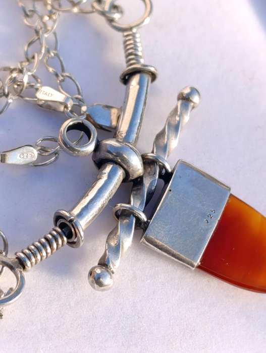 Rare Vintage Sterling Carnelian Necklace