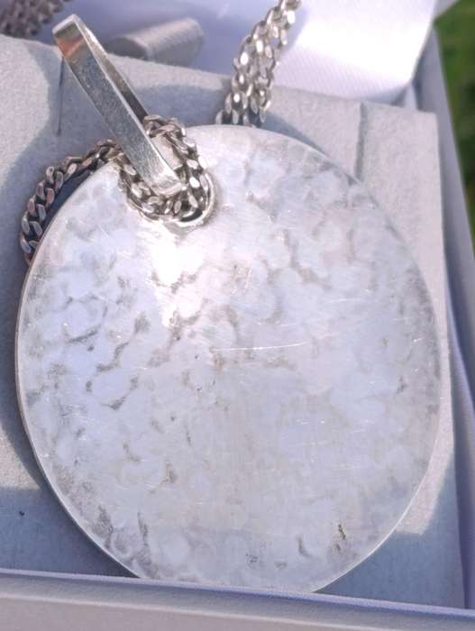 Vintage Hammered Silver Disc Pendant On Chain