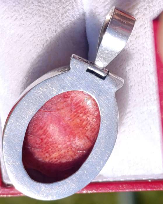 Sterling Vintage Large Coral Pendant