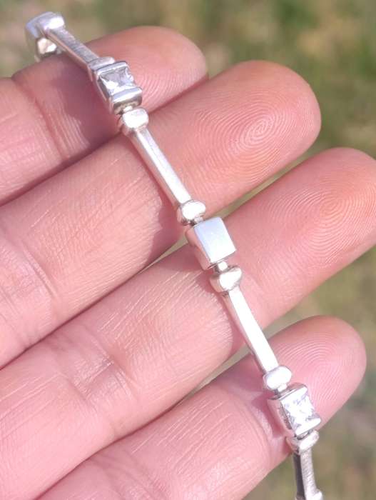 Sterling Silver Square Studded Bracelet