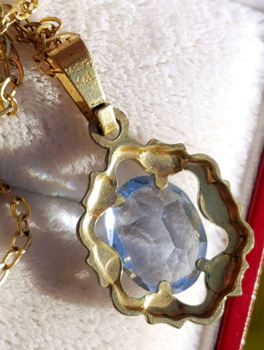14ct Rolled Gold Blue Topaz Pendant Set