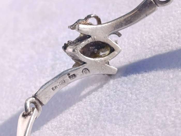 Sterling Vintage Designer Pearl Clip Bangle