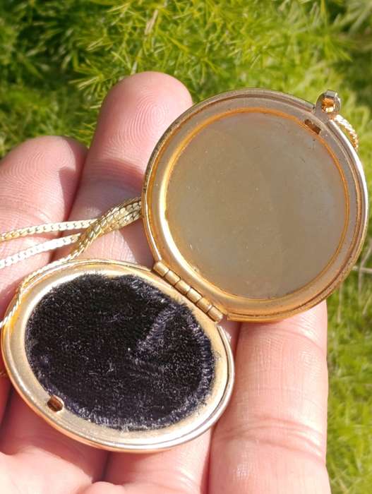 Vintage Rolled Gold Ruby Locket Pendant