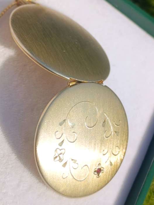 Vintage Rolled Gold Ruby Locket Pendant